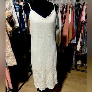 White crochet midi dress